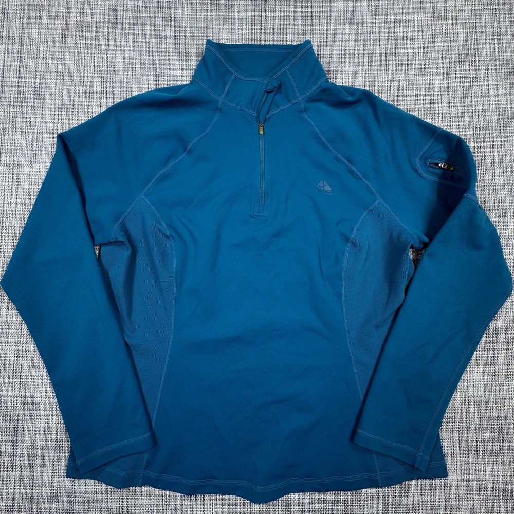 Nike ACG Mens XL Blue Fit Dry Quarter Zip Long Sleeve Polyester Pullover Shirt